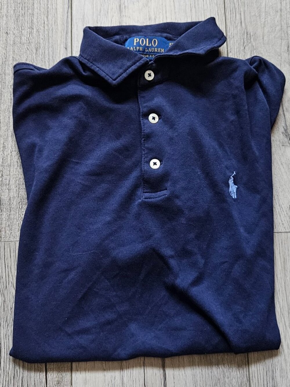 Polo Ralph Lauren Mens Size XS Navy Blue Polo Shirt Light Blue Pony Classic Fit - Picture 6 of 8